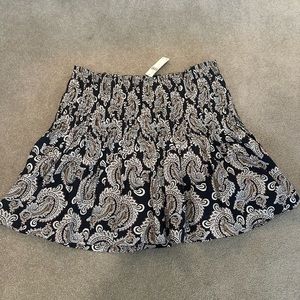 by Anthropologie Pleated Skirt - Black, Mustard, White Paisley Skirt - Size L